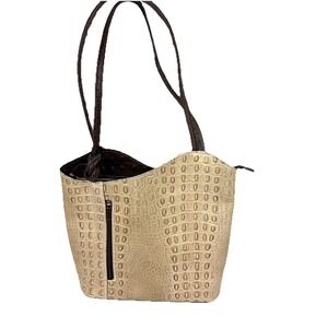 Borse In Pelle Convertible Backpack Handbag Leather Croc Embossed Made Italy New